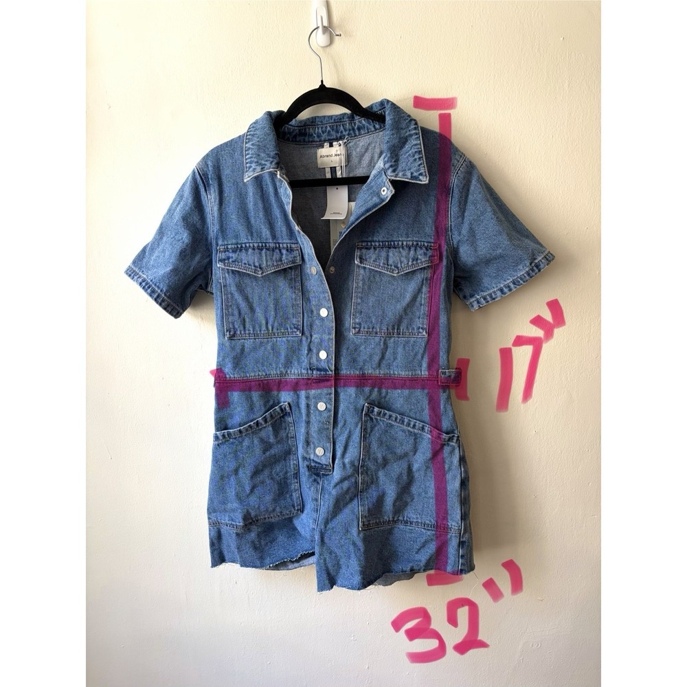 Abrand NWT $158 Ada Denim Overalls Jumpsuit One Piece Size Large - Picture 5 of 5
